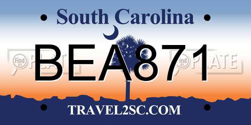 BEA871 South Carolina License Plate