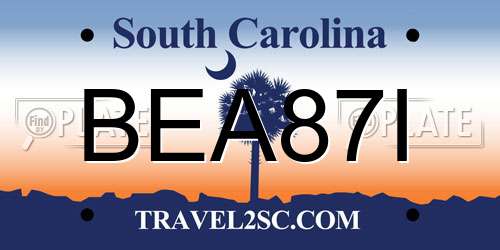 BEA87I South Carolina License Plate