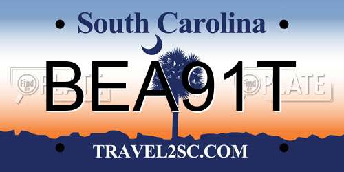 BEA91T South Carolina License Plate