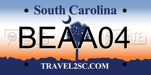 BEAA04 South Carolina License Plate