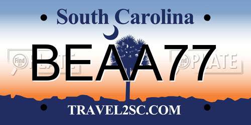 BEAA77 South Carolina License Plate