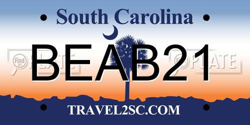 BEAB21 South Carolina License Plate