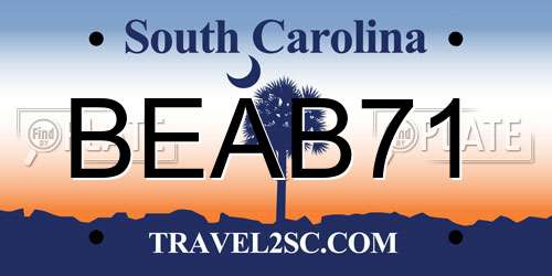 BEAB71 South Carolina License Plate