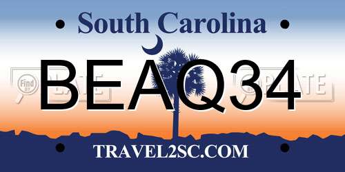 BEAQ34 South Carolina License Plate