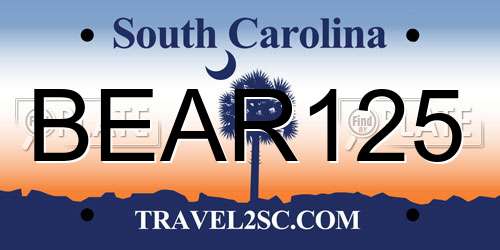 BEAR125 South Carolina License Plate