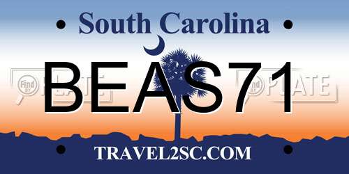 BEAS71 South Carolina License Plate
