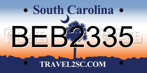 BEB2335 South Carolina License Plate