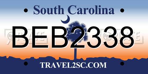 BEB2338 South Carolina License Plate