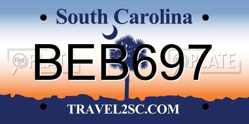 BEB697 South Carolina License Plate
