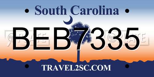 BEB7335 South Carolina License Plate