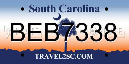 BEB7338 South Carolina License Plate