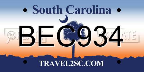 BEC934 South Carolina License Plate