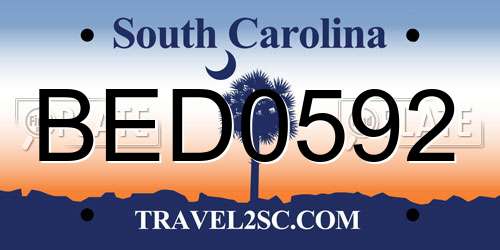 BED0592 South Carolina License Plate