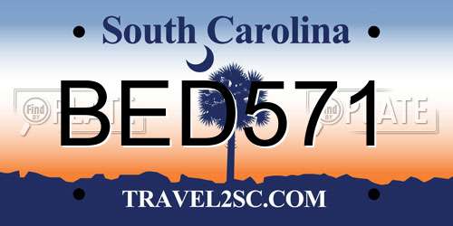 BED571 South Carolina License Plate