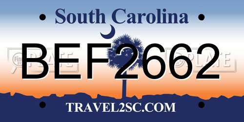 BEF2662 South Carolina License Plate