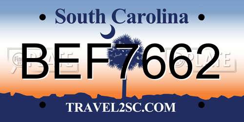 BEF7662 South Carolina License Plate