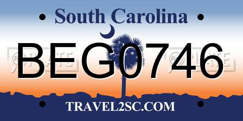 BEG0746 South Carolina License Plate