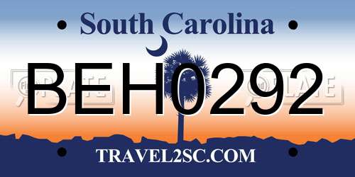 BEH0292 South Carolina License Plate