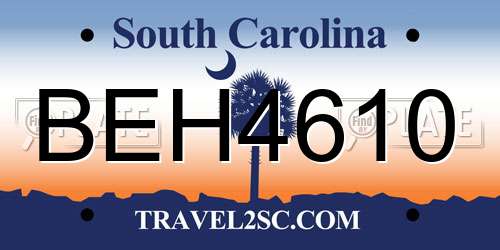 BEH4610 South Carolina License Plate