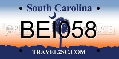 BEI058 South Carolina License Plate