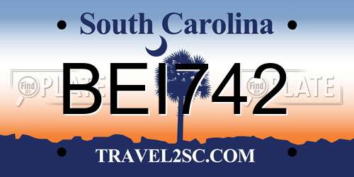 BEI742 South Carolina License Plate