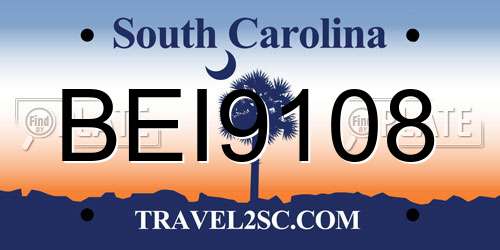 BEI9108 South Carolina License Plate