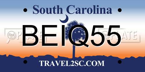 BEIQ55 South Carolina License Plate