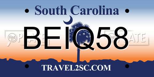 BEIQ58 South Carolina License Plate
