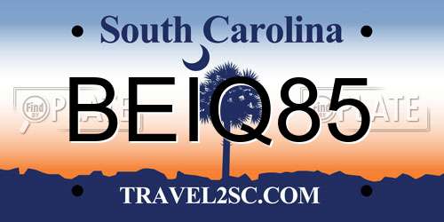 BEIQ85 South Carolina License Plate