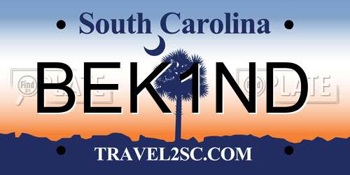 BEK1ND South Carolina License Plate