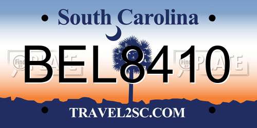 BEL8410 South Carolina License Plate