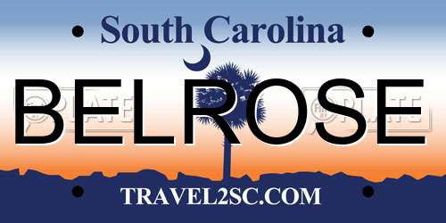 BELROSE South Carolina License Plate