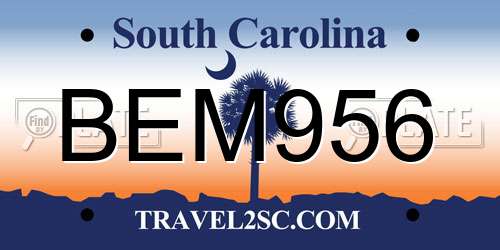 BEM956 South Carolina License Plate