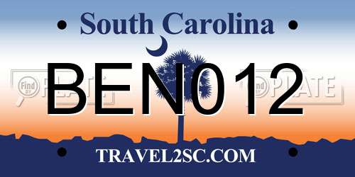 BEN012 South Carolina License Plate