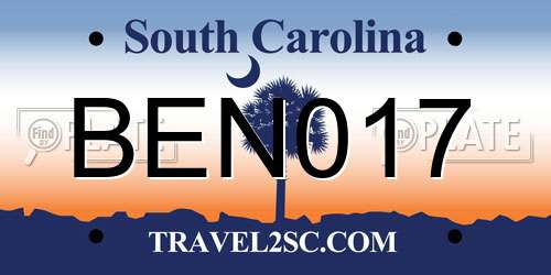 BEN017 South Carolina License Plate