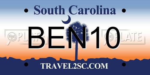 BEN10 South Carolina License Plate