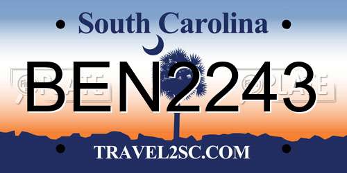 BEN2243 South Carolina License Plate