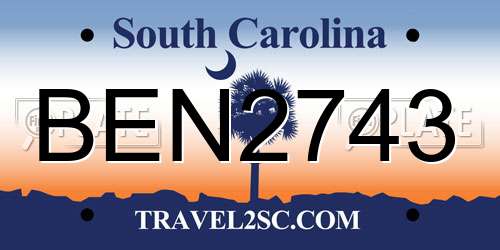 BEN2743 South Carolina License Plate
