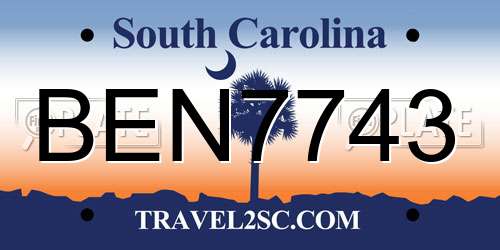 BEN7743 South Carolina License Plate