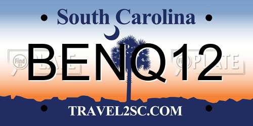 BENQ12 South Carolina License Plate
