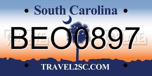 BEO0897 South Carolina License Plate