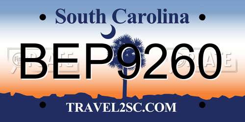 BEP9260 South Carolina License Plate