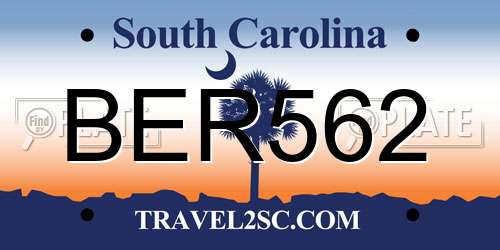 BER562 South Carolina License Plate
