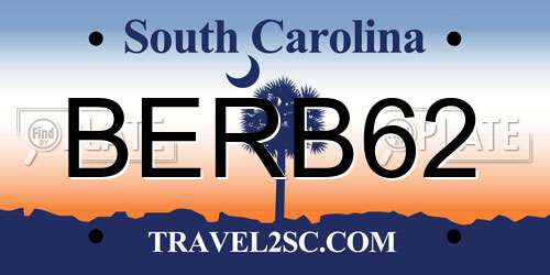 BERB62 South Carolina License Plate