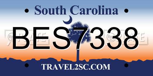 BES7338 South Carolina License Plate