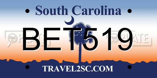 BET519 South Carolina License Plate