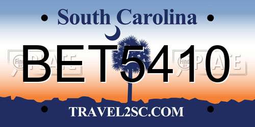 BET5410 South Carolina License Plate