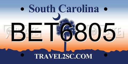 BET6805 South Carolina License Plate