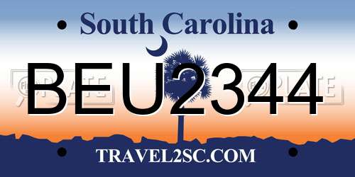BEU2344 South Carolina License Plate