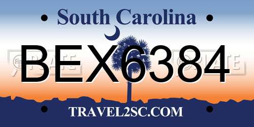 BEX6384 South Carolina License Plate